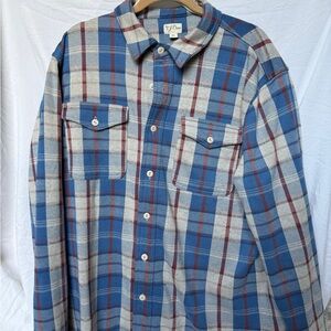 J. Crew Factory Blue and Red Plaid Casual Shirt
